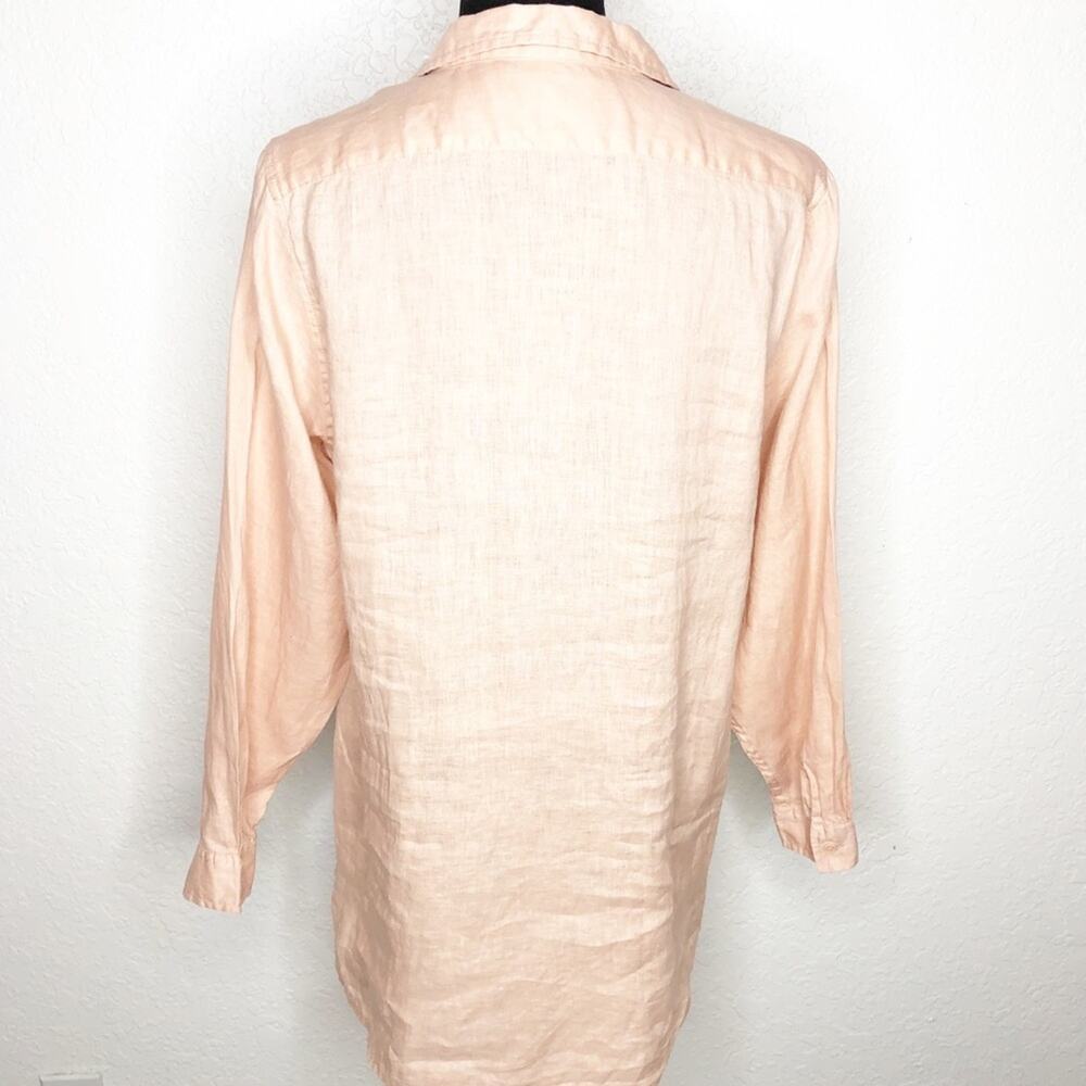 Garnet Hill light orange linen button down tunic top size Petite Large PL - Picture 14 of 14